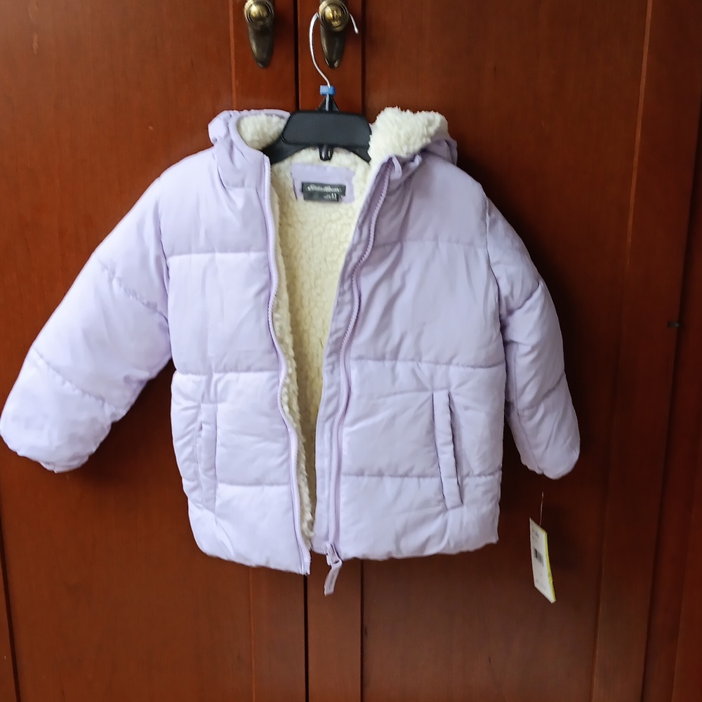 Eddie Bauer 3T Little Girls Light Purple Jacket with Cream Sherpa Lining NWT